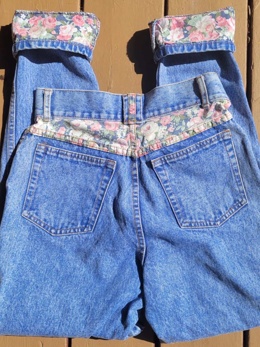 Manisha Vintage High Rise Denim Jeans with Floral Design